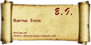 Barna Ince névjegykártya